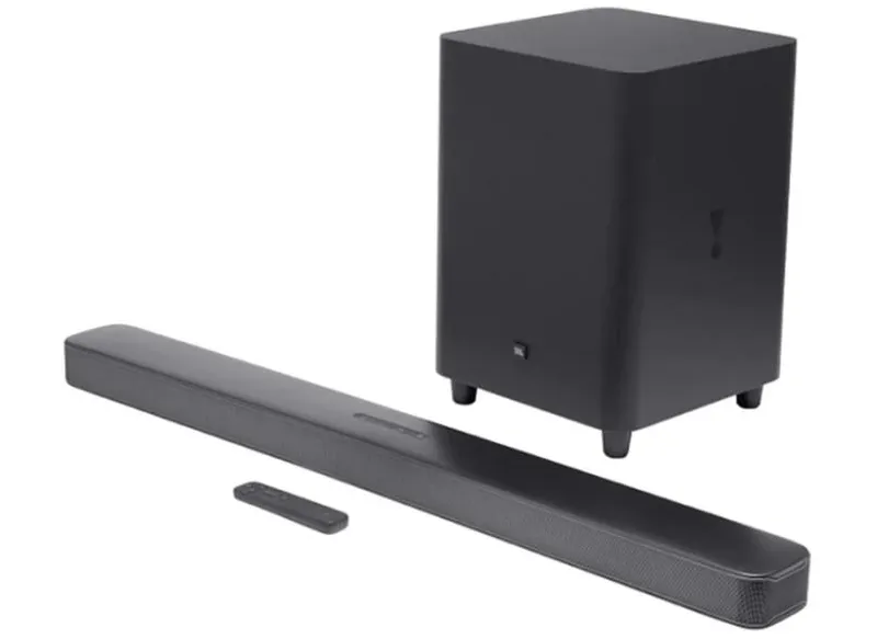 Soundbar JBL Bar 5.1 Surround 5.1 Canais 550W com Subwoofer Sem Fio de 10", MultiBeam, Chromecast, AirPlay 2 e 4K Pass-through