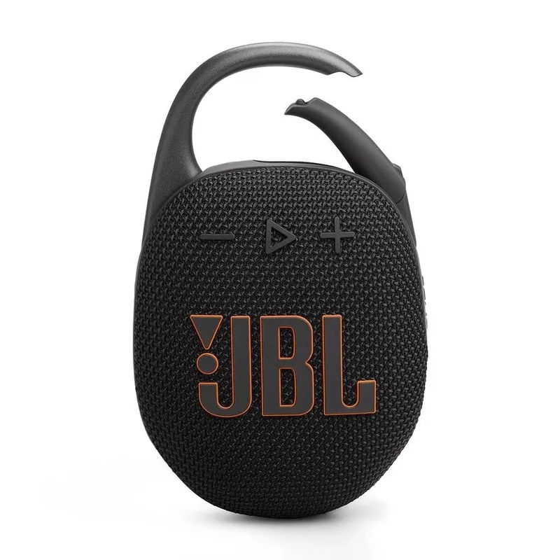 Caixa de Som Portátil JBL Clip 5, Bluetooth 5.3, 7W RMS, À Prova d'Água IP67, Mosquetão Integrado, Até 15h, Preto - JBLCLIP5