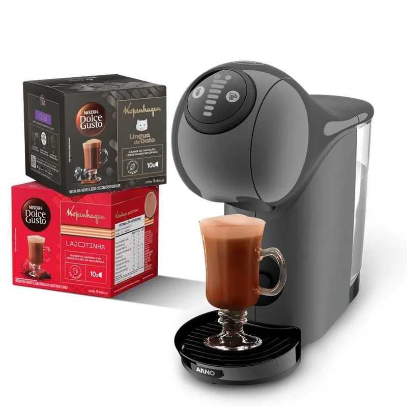 Kit Cafeteira Dolce Gusto Genio S Basic Grafite com Bebidas Kopenh 110V