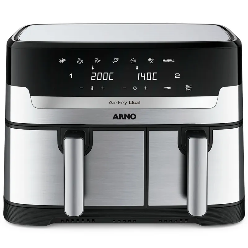 Fritadeira sem Óleo Air Fryer Arno Dual 8,3L Inox Digital 1800W AFD2 220V