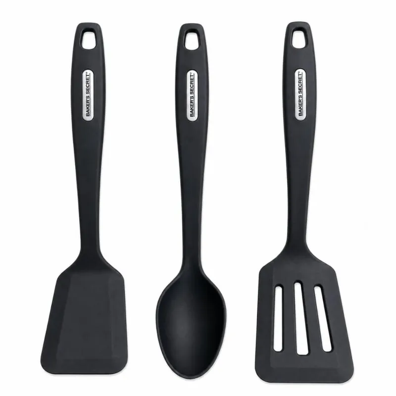 Jogo Utensílios Cozinha Espátula Colher Nylon Baker's Secret