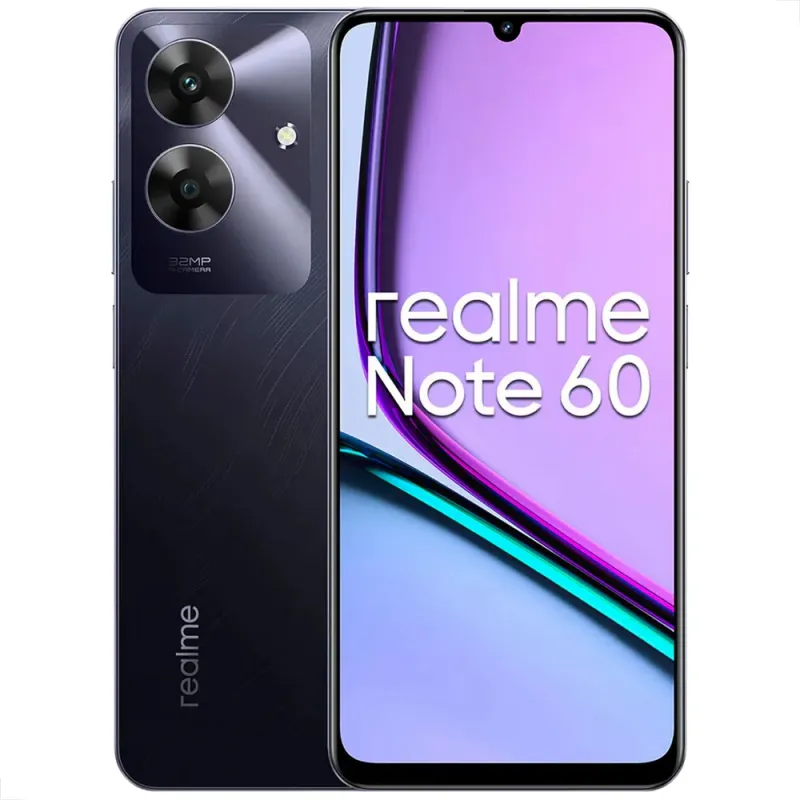 Smartphone Realme Note 60 4G 128GB 4GB RAM Tela 6,74" 90Hz Câmera 32MP Bateria 5000mAh IP64 Preto