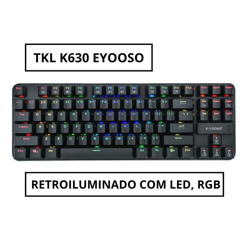 Teclado Mecânico TKL K630 Eyooso Preto Bivolt