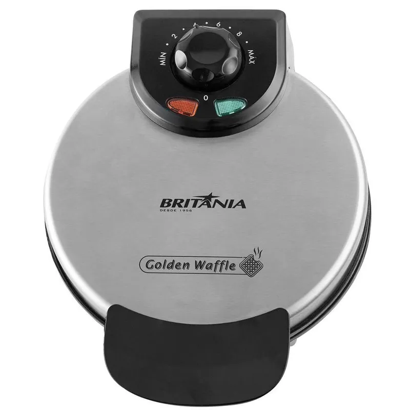 Maquina de Waffle Golden 850W Prata Placas Antiaderentes Britania 220V