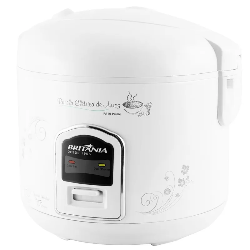 Panela de Arroz Elétrica Britânia PA10 Prime 10X 700W Antiaderente Branco 220V