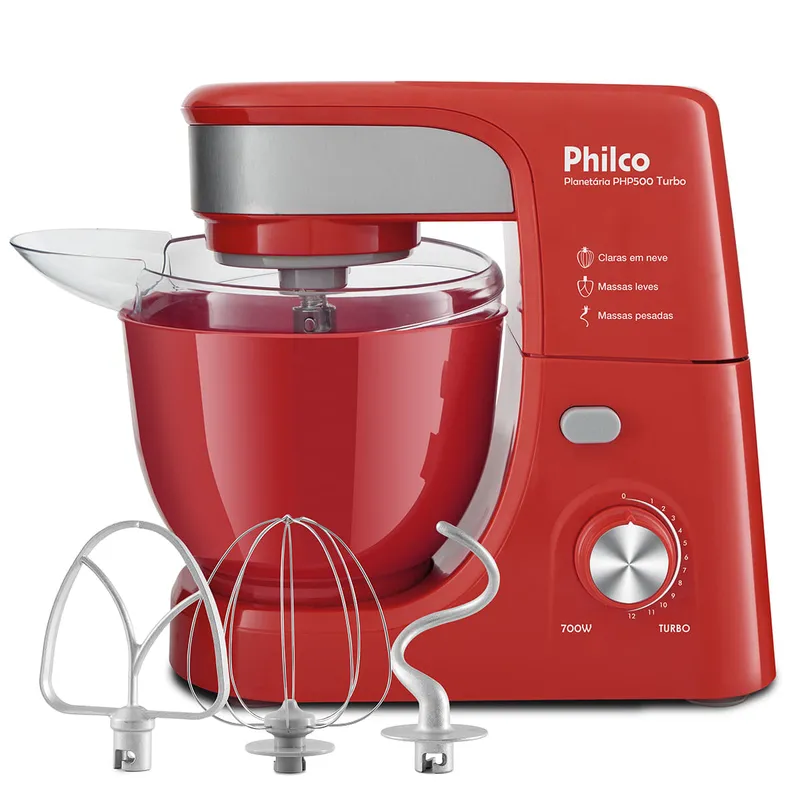Batedeira Planetaria Philco PHP500 Turbo Vermelha 220V