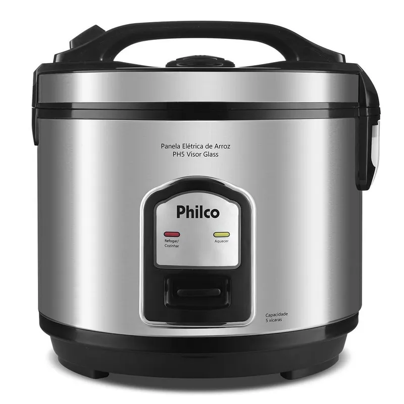 Panela de Arroz Elétrica Philco PH5P com Visor Glass Inox Revestimento Antiaderente 400W