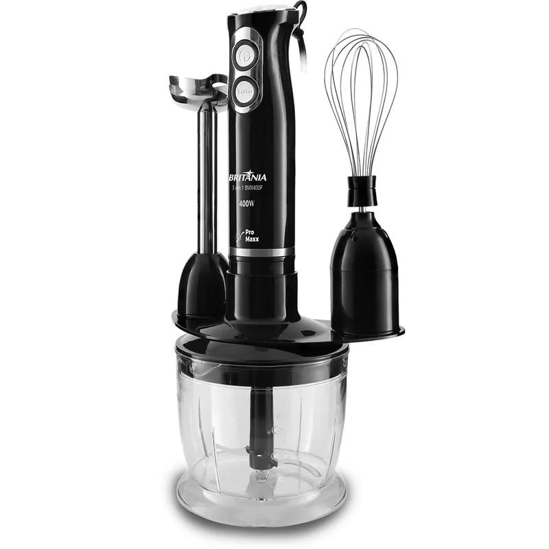 Mixer 3 em 1 Britania BMX400P 400W 2 Velocidades + Turbo Preto