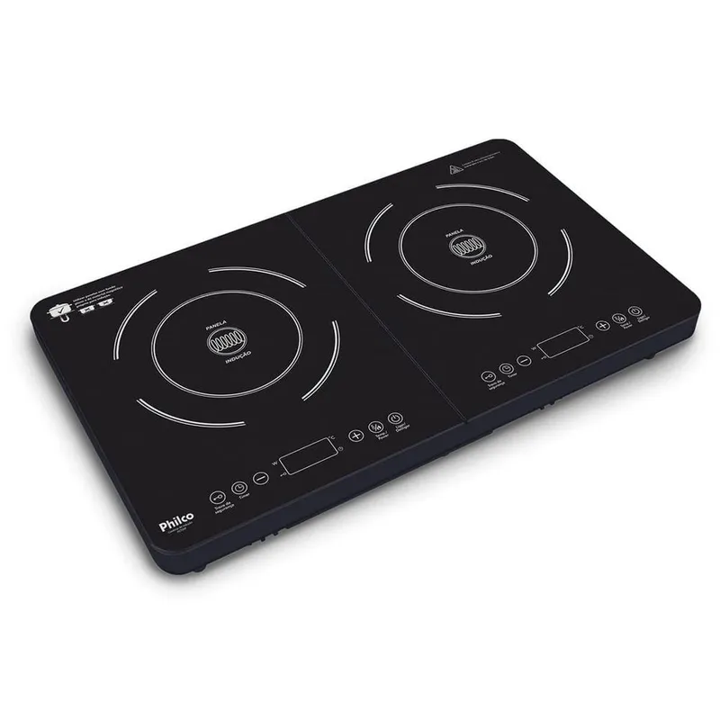 Cooktop de Indução Portátil Philco PCT20P 2 Bocas 8 Níveis de Potência