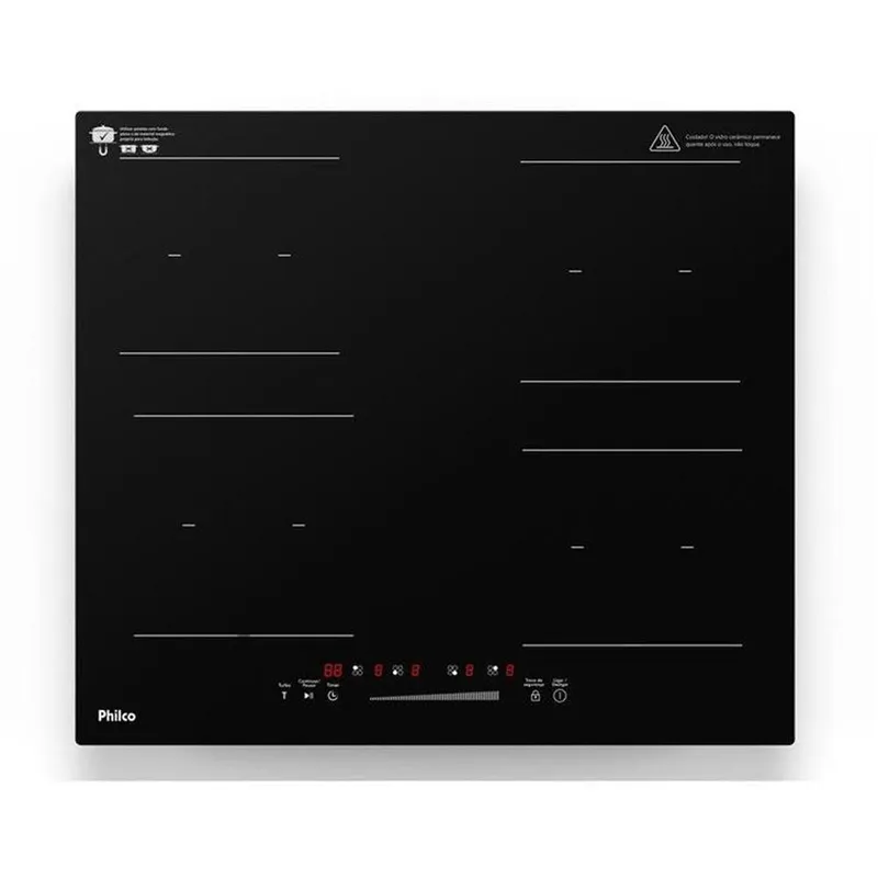 Cooktop de Indução Philco PCTQ1 Vitrocerâmico Painel Digital Touch Preto 220V