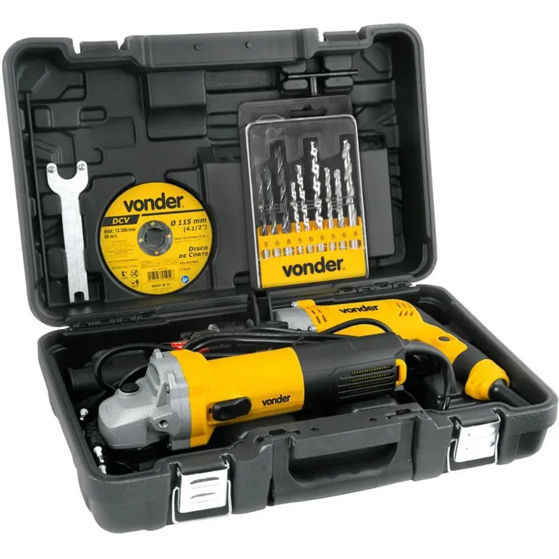 Conjunto Esmerilhadeira e Furadeira Vonder EFV 751 com Brocas 127V