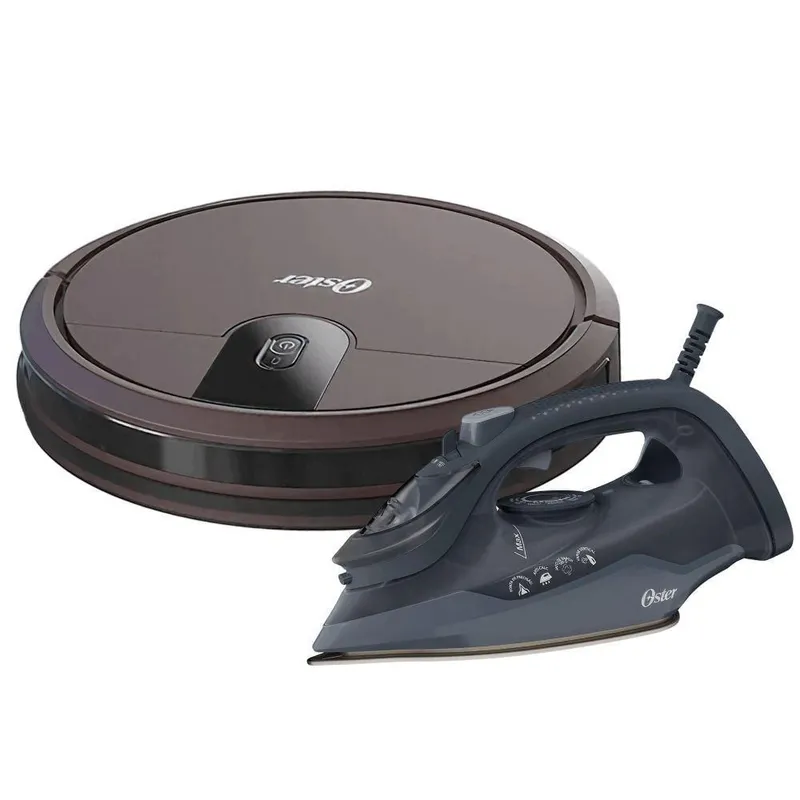 Kit Ferro de Passar Aeroceramic 250ml e Aspirador Robô Ultra Slim 110V