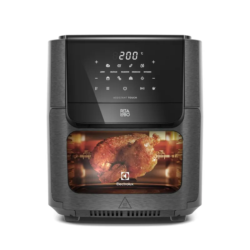 Air Fryer Oven Electrolux Rita Lobo 12L Digital Grafite com Espeto e Grelhas Antiaderente EAF90