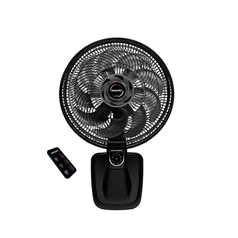 Ventilador de Parede Mallory 140W 40cm 15 Pas Preto e Grafite 110V