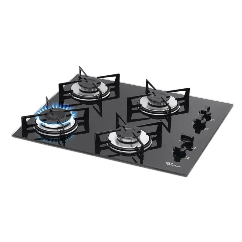 Cooktop de Embutir a Gas Fischer 4 Bocas Vidro Temperado Bivolt