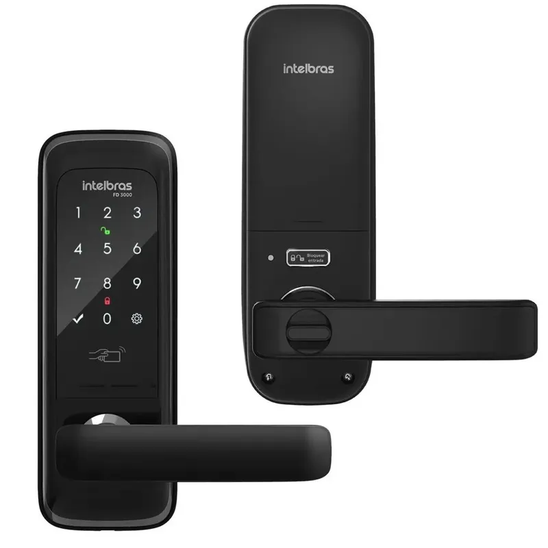 Fechadura Digital Intelbras FD 3000 de Embutir Com Senha ou Chaveiro de Proximidade Até 9 Senhas