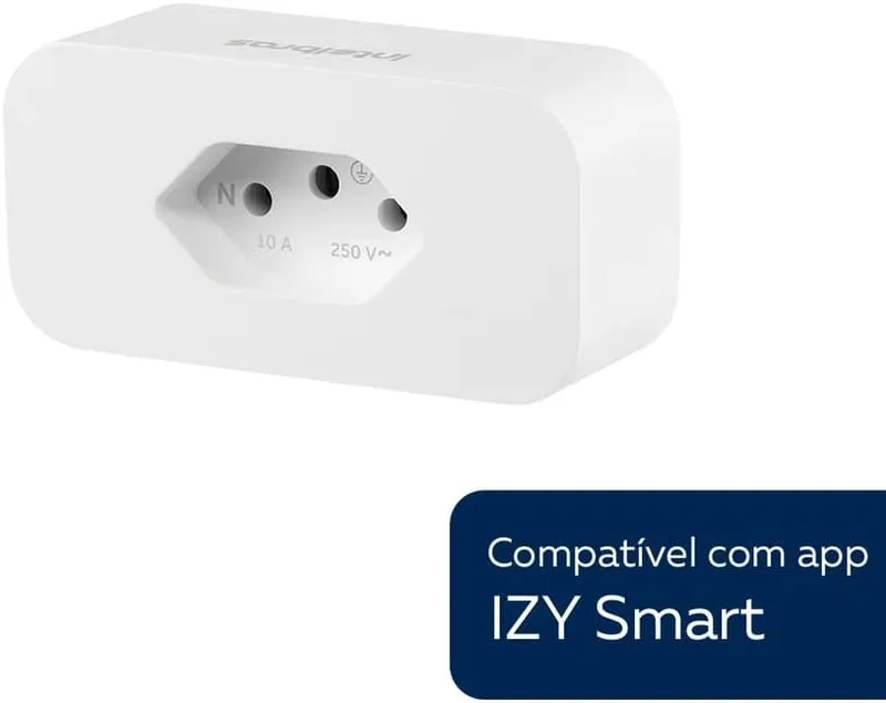 Tomada Inteligente Wi-Fi Intelbras Izy Smart 10A 2200W, Medição de Consumo, Compatível com Alexa e Google