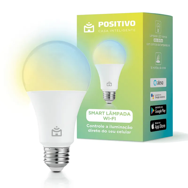 Smart Lâmpada Wi-Fi Positivo Casa Inteligente - E27 - 9W - 806 lm Bivolt