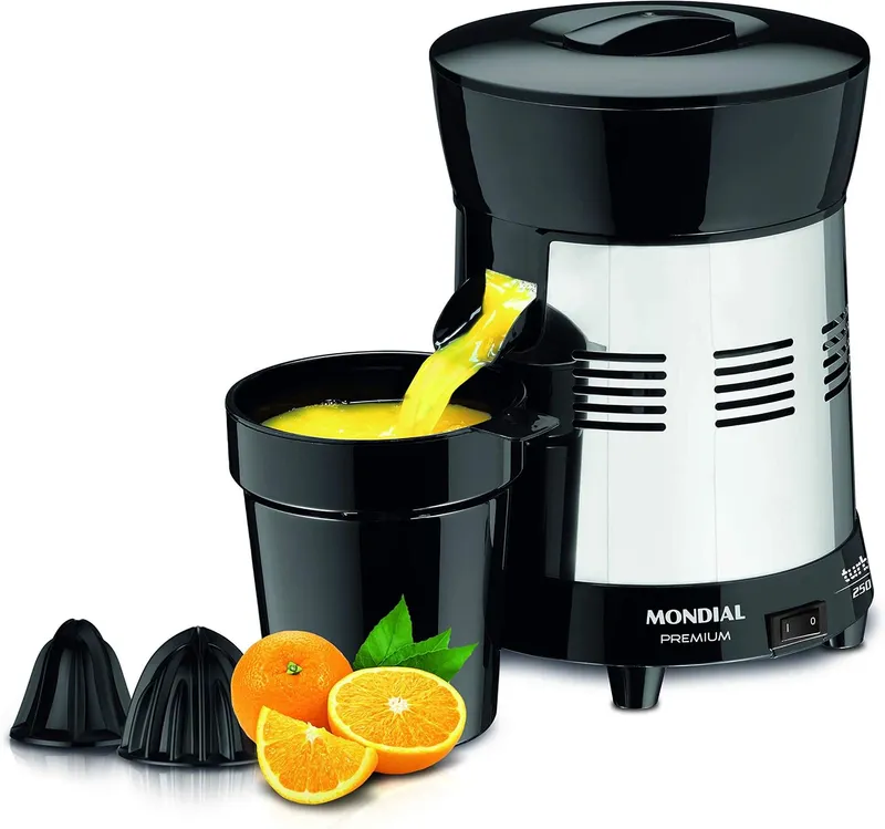 MONDIAL Extrator de Sucos Turbo Premium Preto/Inox 250W Bivo Bivolt