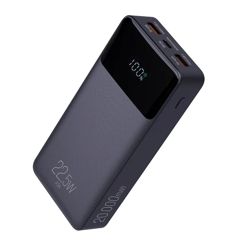Power Bank Carregador Portátil, Display Indicador, 20000mAh 22.5W, Bivolt