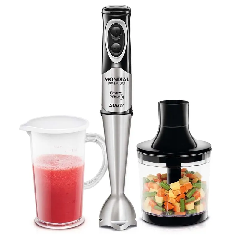 Power Mixer Mondial 2 em 1 Mixer e Processador M-07 Preto/Inox 110V