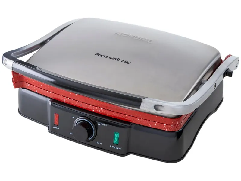 Grill de Contato / Sanduicheira Mondial Press Grill 180 PG-02 2000W Abertura 180° Preto/Inox