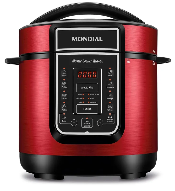 Panela de Pressão Elétrica Mondial Digital Master Cooker PE-41 3L 700W Vermelho/Inox 127V