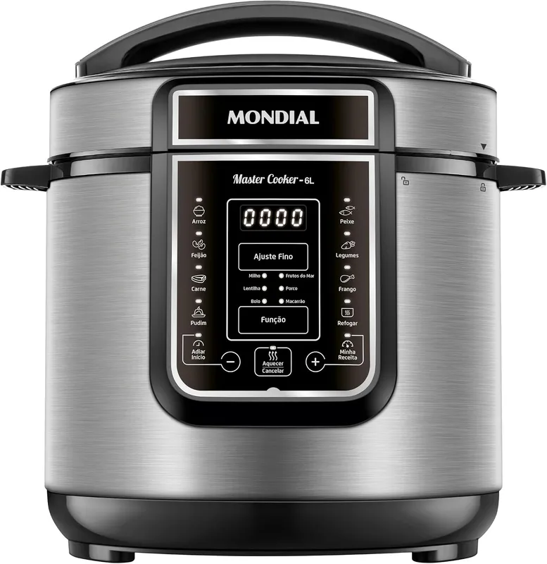 Panela de Pressão Elétrica Digital Mondial PE-60-6L-I 6L 1000W 14 Programas 127V