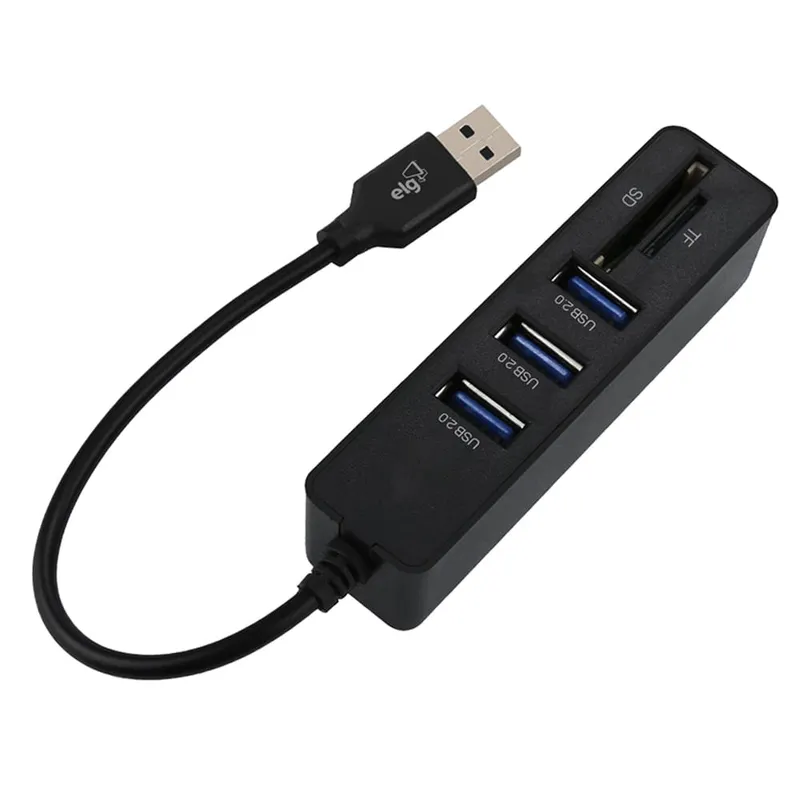Adaptador Hub USB-A 2.0 5 em 1 com Leitor SD/TF ELG Bivolt