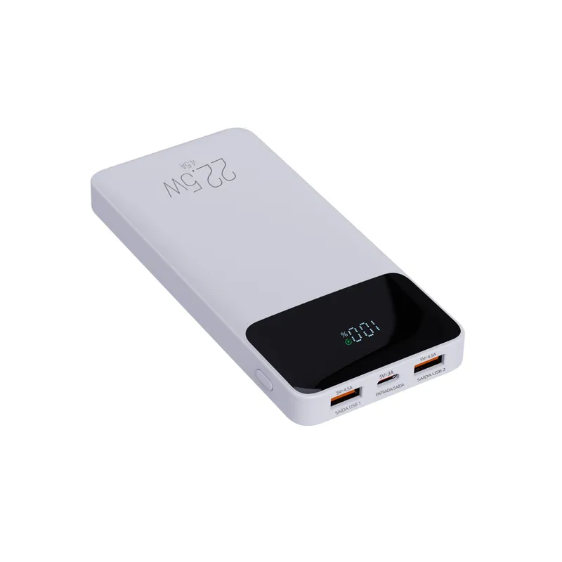 Power Bank Carregador Portátil, Display Indicador, 10200mAh 22.5W, Bivolt