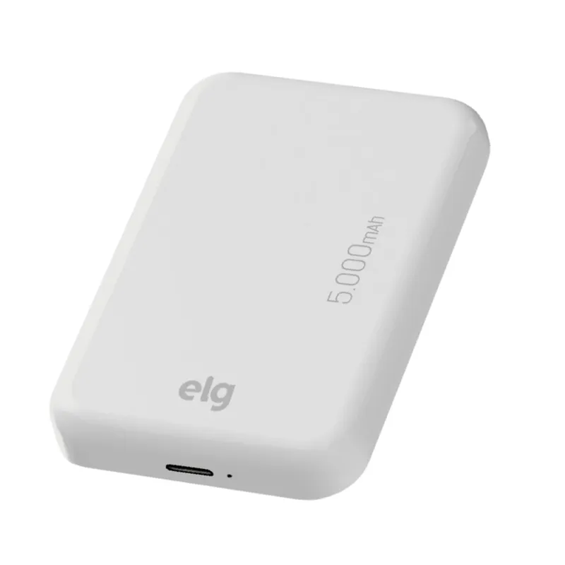 Power Bank Magnético Wireless ELG PBW5 5000mAh Qi 5W Branco Bivolt