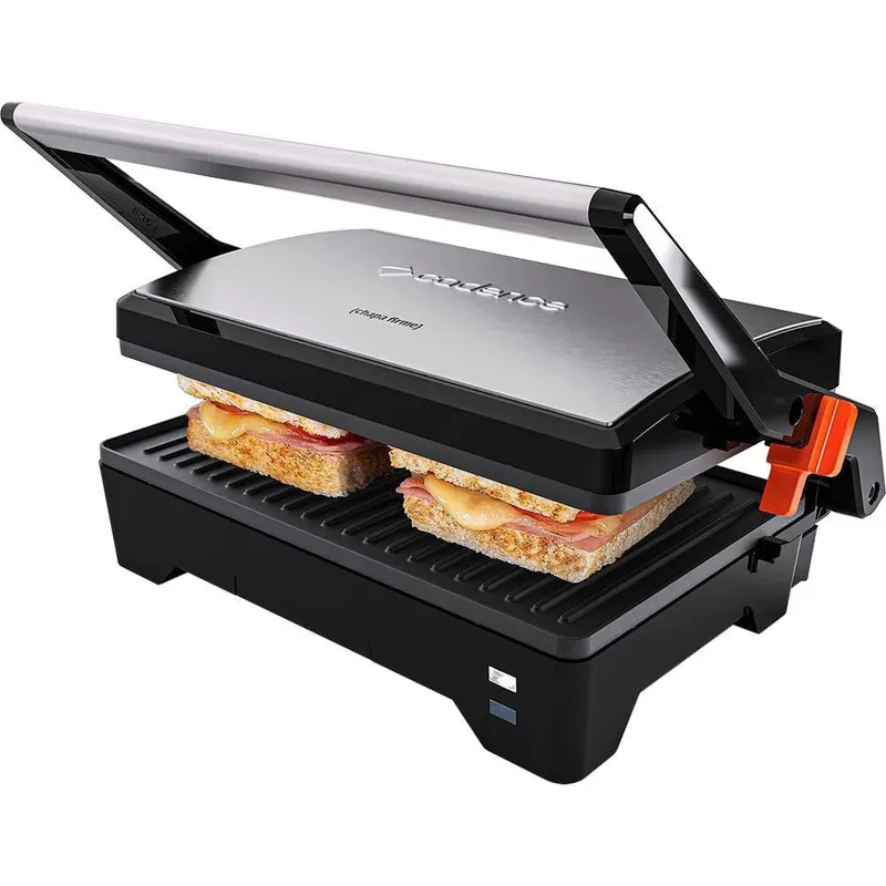 Grill Eletrico Cadence GRL621 Chapa Firme Abertura 180 1600W Inox 110V