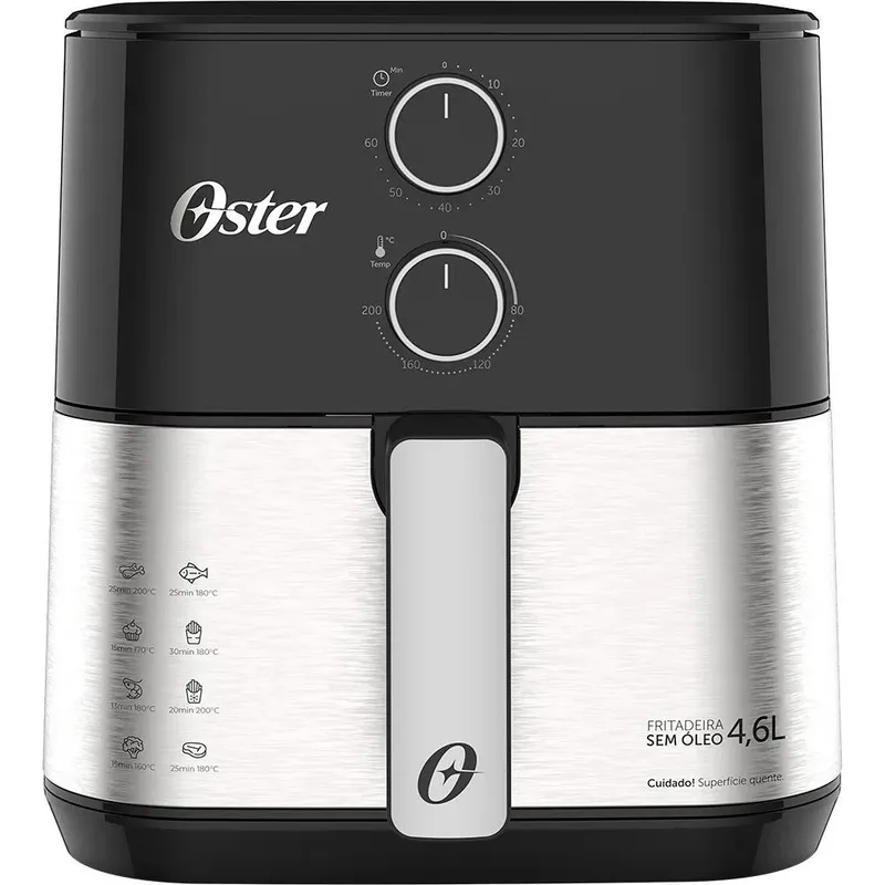 Air Fryer Oster Compact OFRT520 4,6L 1500W Preto/Inox 220V