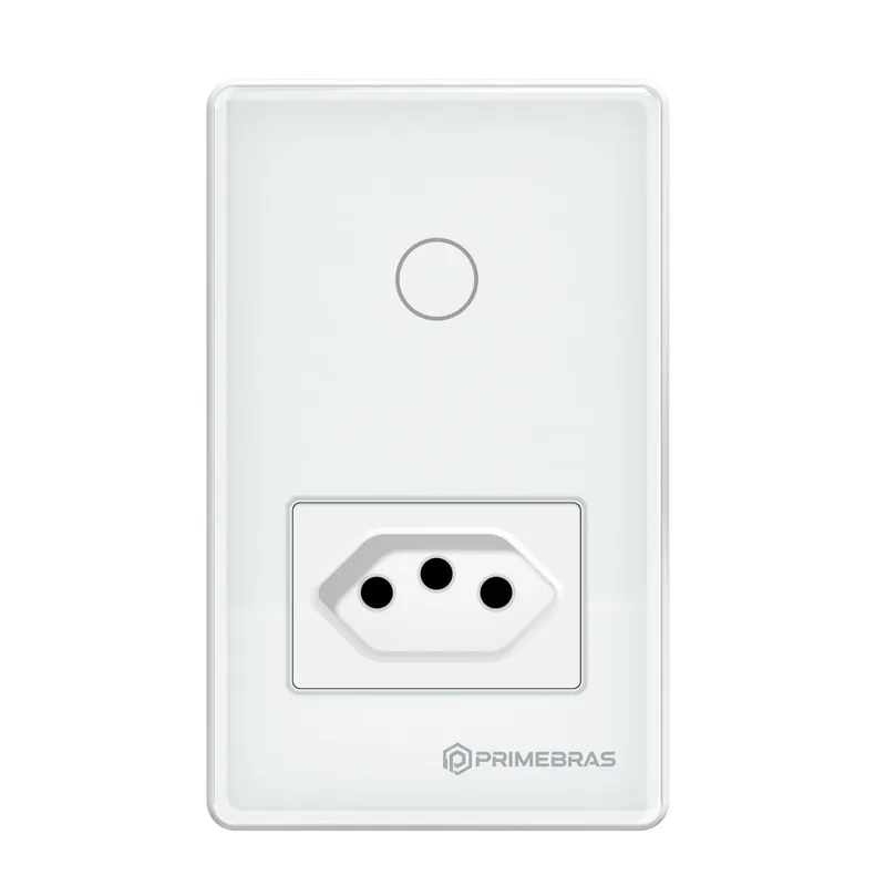 Interruptor Touch Inteligente com Tomada Wifi Primebras TP1011 Branco Bivolt