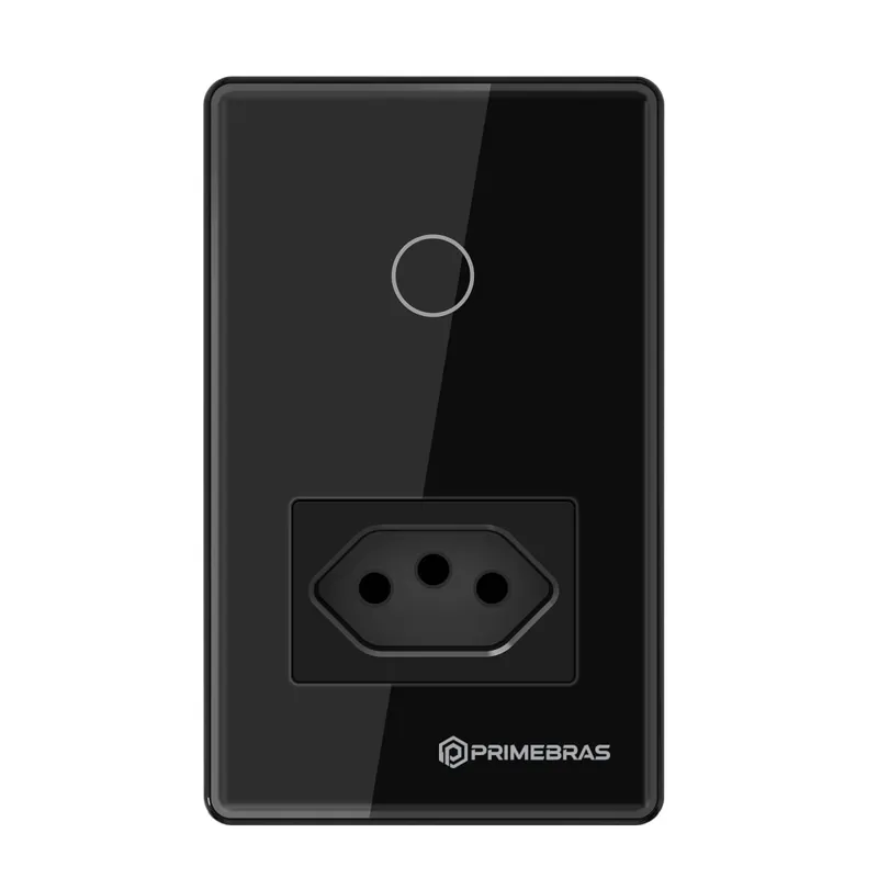 Interruptor Touch Inteligente com Tomada Wifi Primebras TP1011 Preto Bivolt