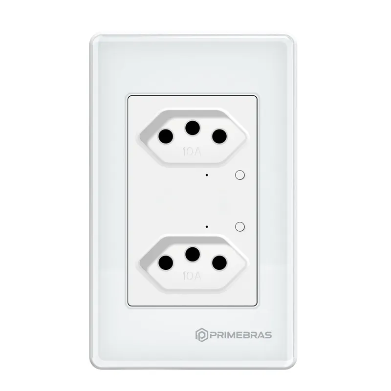 Tomada Dupla Inteligente Wi-fi Primebras 2 Canais TP1020 Branco Bivolt