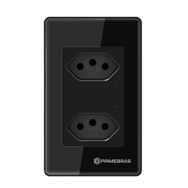 Tomada Dupla Inteligente Wi-fi Primebras 2 Canais TP1020 Preto Bivolt