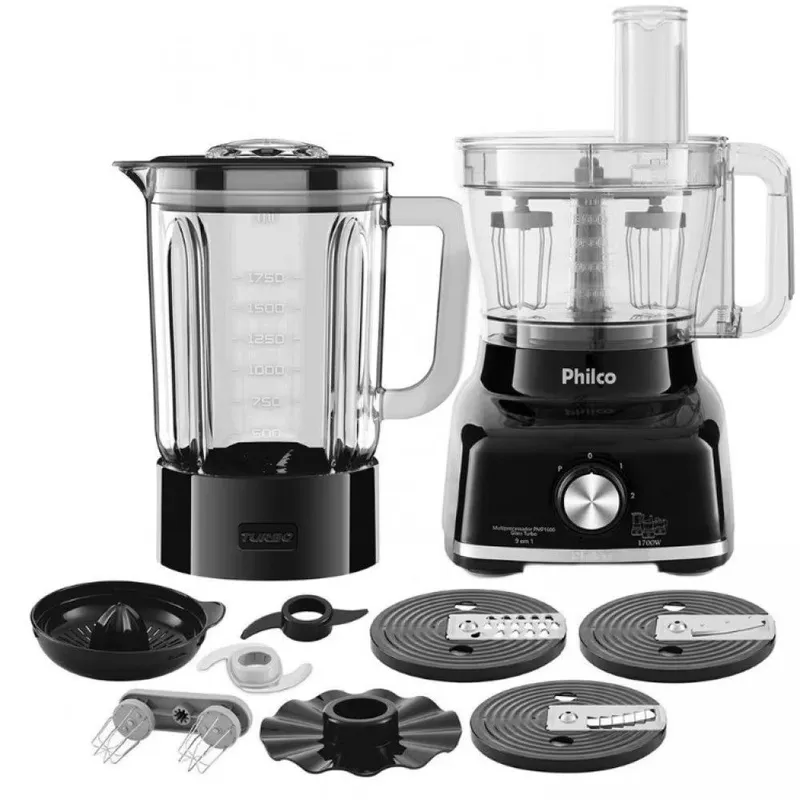Multiprocessador De Alimentos Philco Pmp1600p 9 Em 1 Preto 220v 220V