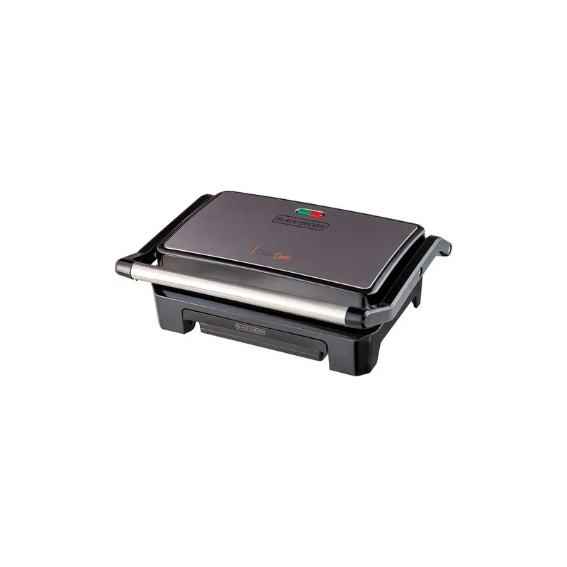 Grill de Contato Panini Black+Decker Cuisine Expert G1200 com Prensa 800W Chapas Antiaderentes Preto/Inox 220V