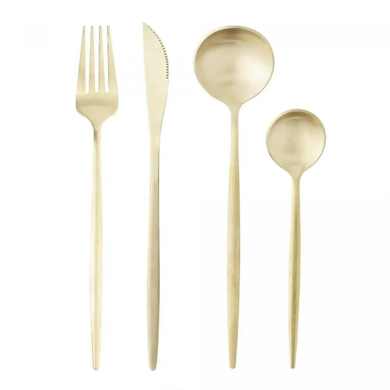 Faqueiro Ópera Champanhe 16 Peças Aço Inox Dourado para Jantar Lyor