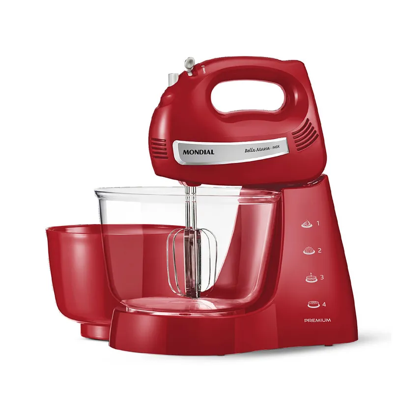 Batedeira Bella Massa Mondial Vermelho Inox 500W B-29 NP