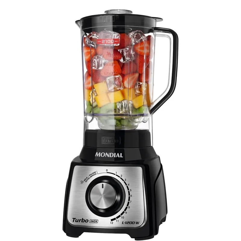 Liquidificador Mondial Turbo Inox 1200W 12 Velocidades L-1200 BI 220V