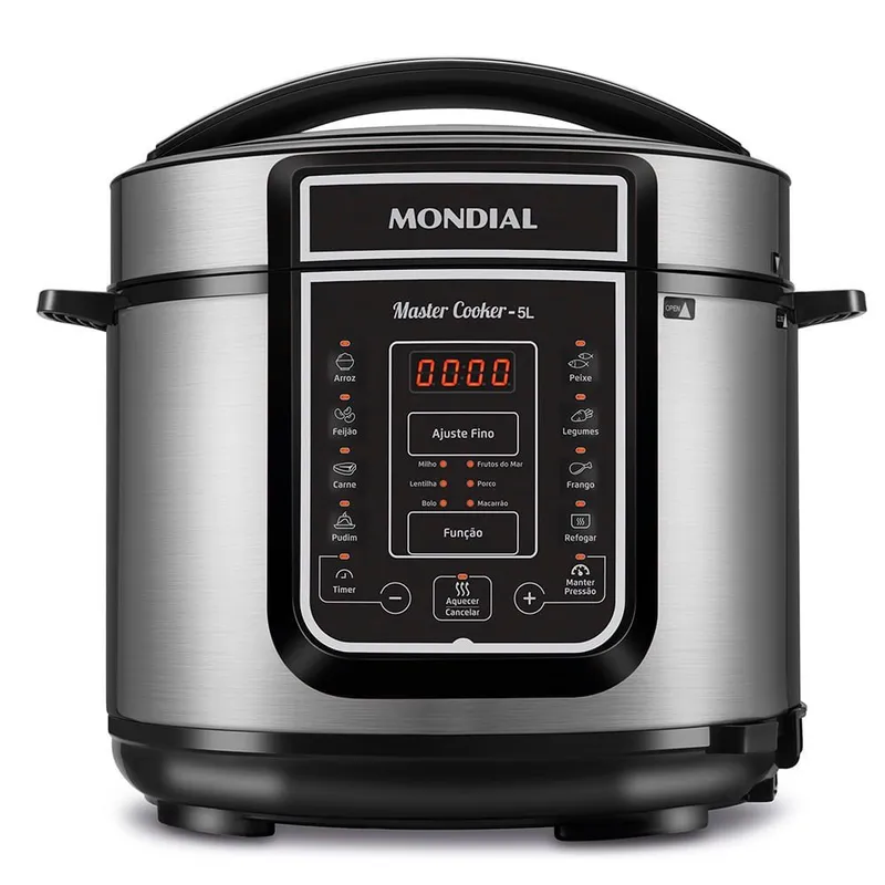 Panela de Pressão Elétrica de Pressão Mondial Digital Master Cooker PE-38 5L Preto Inox 220V