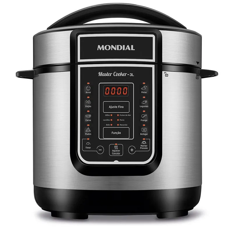 Panela Elétrica de Pressão Mondial 3L Inox Preto PE-40 220V