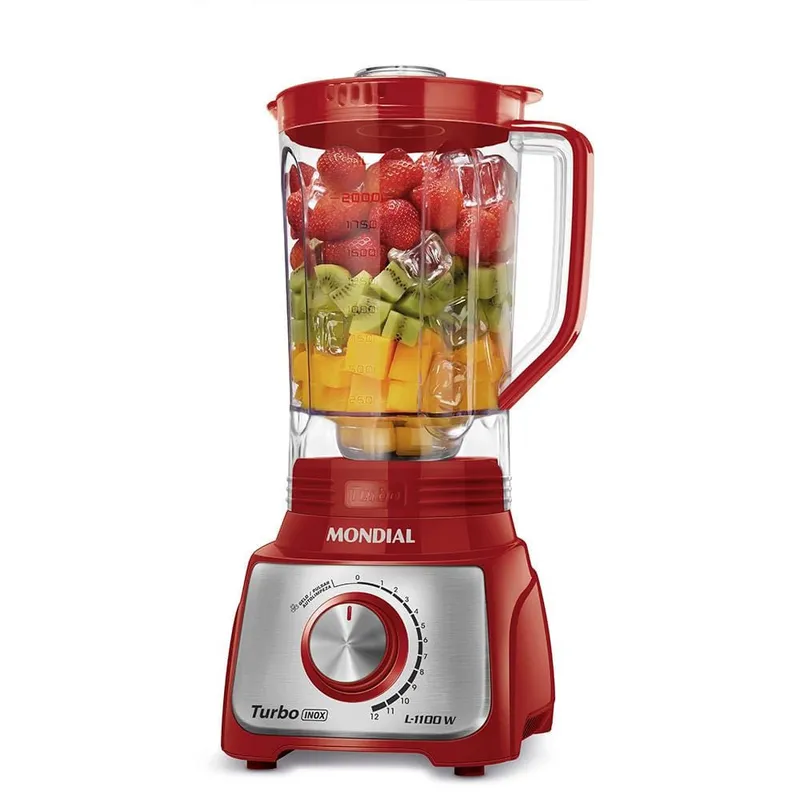 Liquidificador Mondial Turbo L-1100 3L 1100W 12 Velocidades Vermelho 110V