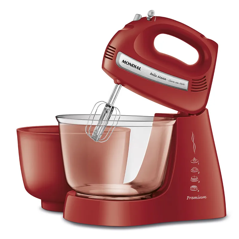 Batedeira Bella Massa Mondial Vermelha Inox 500W B-55-R