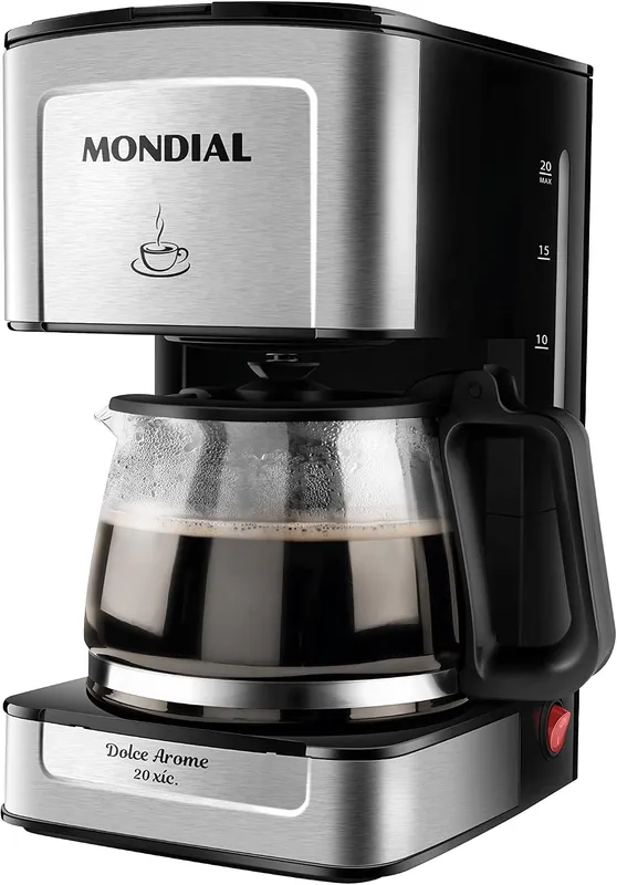 Cafeteira Elétrica Mondial Dolce Arome C-43-20X-SI 550W 20 Xícaras Jarra de Vidro 110V