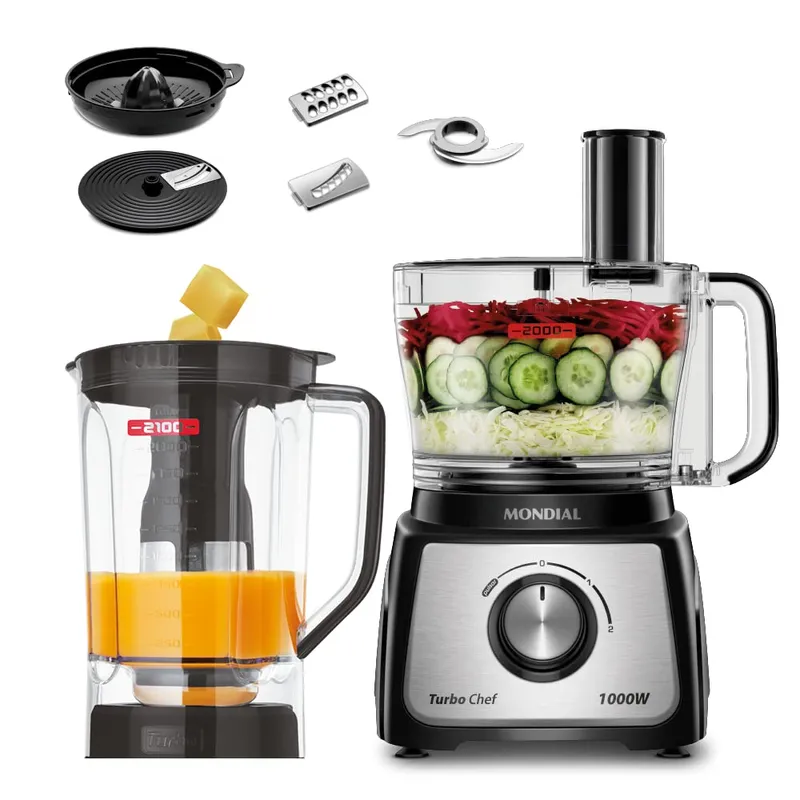 Multiprocessador de Alimentos Mondial Turbo Chef 7 em 1 1000W MPN-01-BE