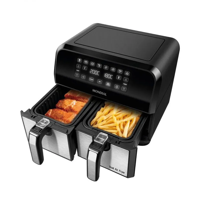 Fritadeira Air Fryer Dual Duplo Cesto 8L Mondial AFD-01-BI 110V
