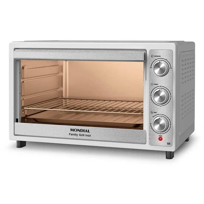 Forno Elétrico de Bancada Mondial FRN-52-WI 52L 1800W Branco e Ino 110V